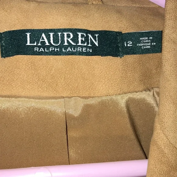 Lauren Ralph Lauren Notch Lapel Suede Hunter Tan Blazer Jacket $798 - Picture 7 of 12